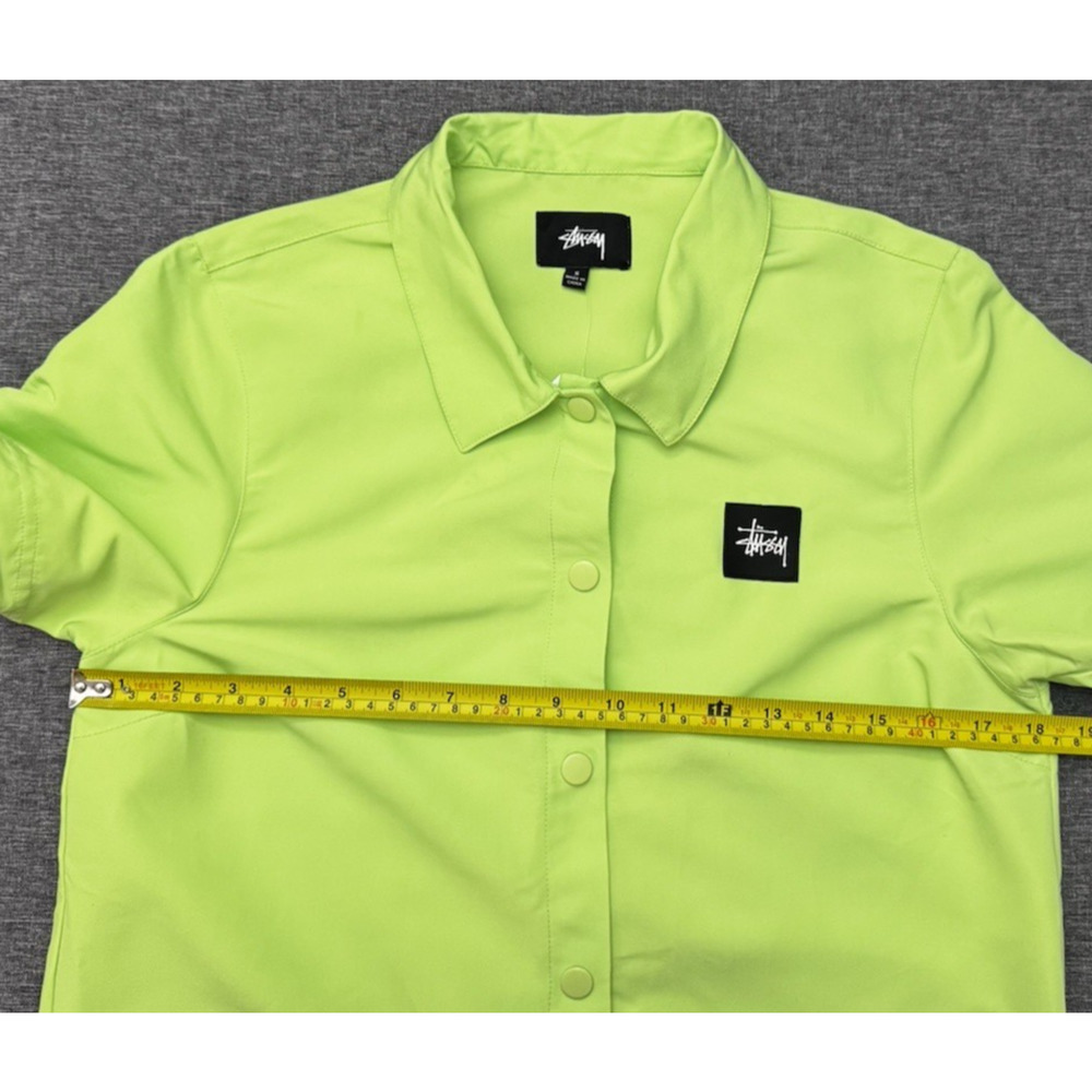 Stussy Nomi House Dress Light Neon Green Stussy Logo Snap Closure Size Small - Picture 6 of 10